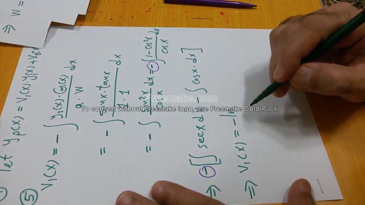 Differential Equations 18: Variation of Parameters: Example-Part 3 أمثلة على طريقة ألثوابت ألمتغيرة
