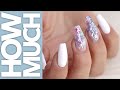 How Much - Stain Free White with Nail Art - Acrylic Nails