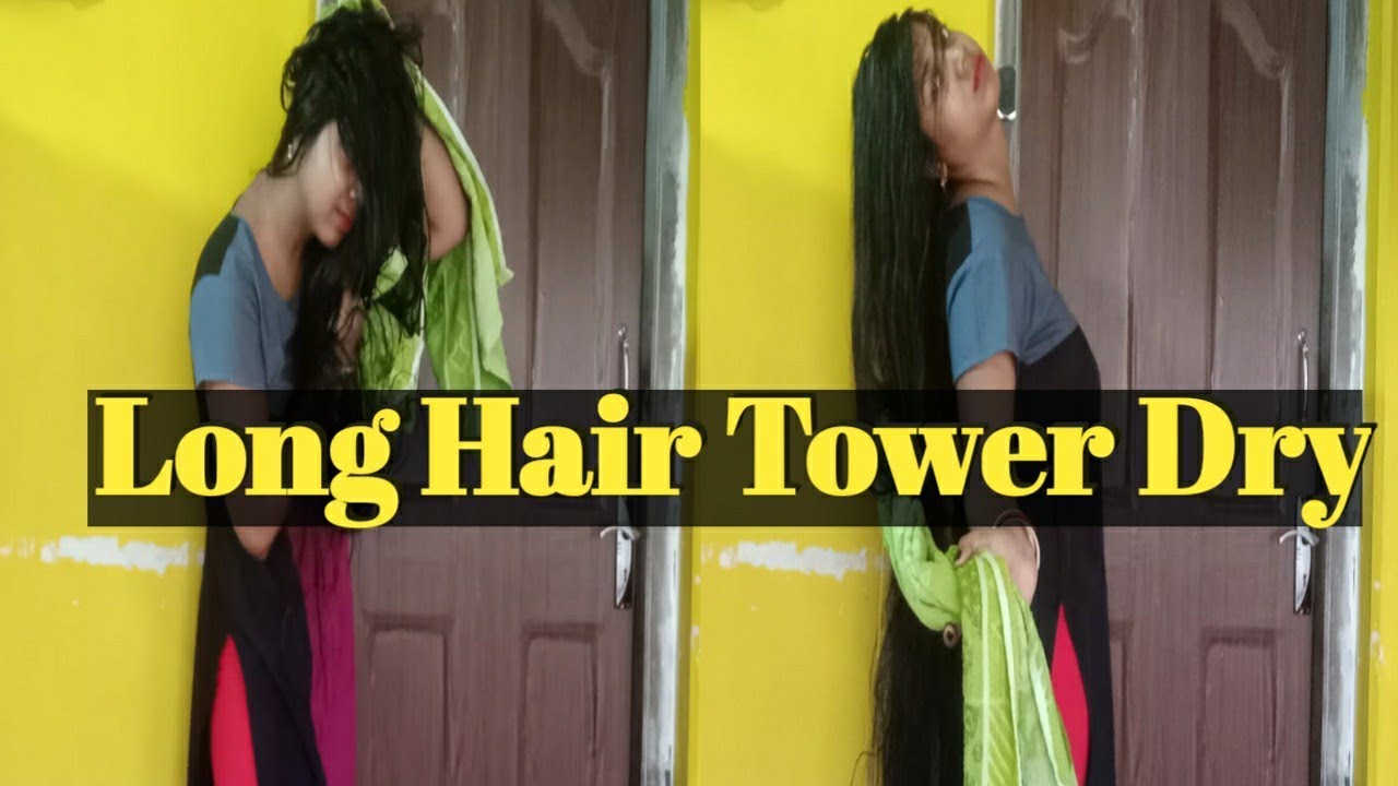 Long Hair Towel Dry With Real Sound|Long Hair Dry &Hair Play 😋|[Most Requested Video]