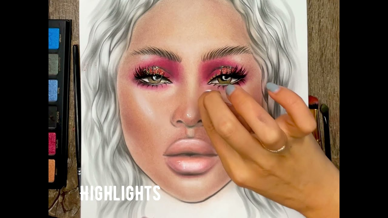 Realistic makeup drawing tutorial | Face chart ideas 2021 by Yrra Parashyuk 