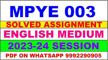 mpye 003 solved assignment 2023-24 | mpye 3 solved assignment in english 2024 | mpye 3 2024