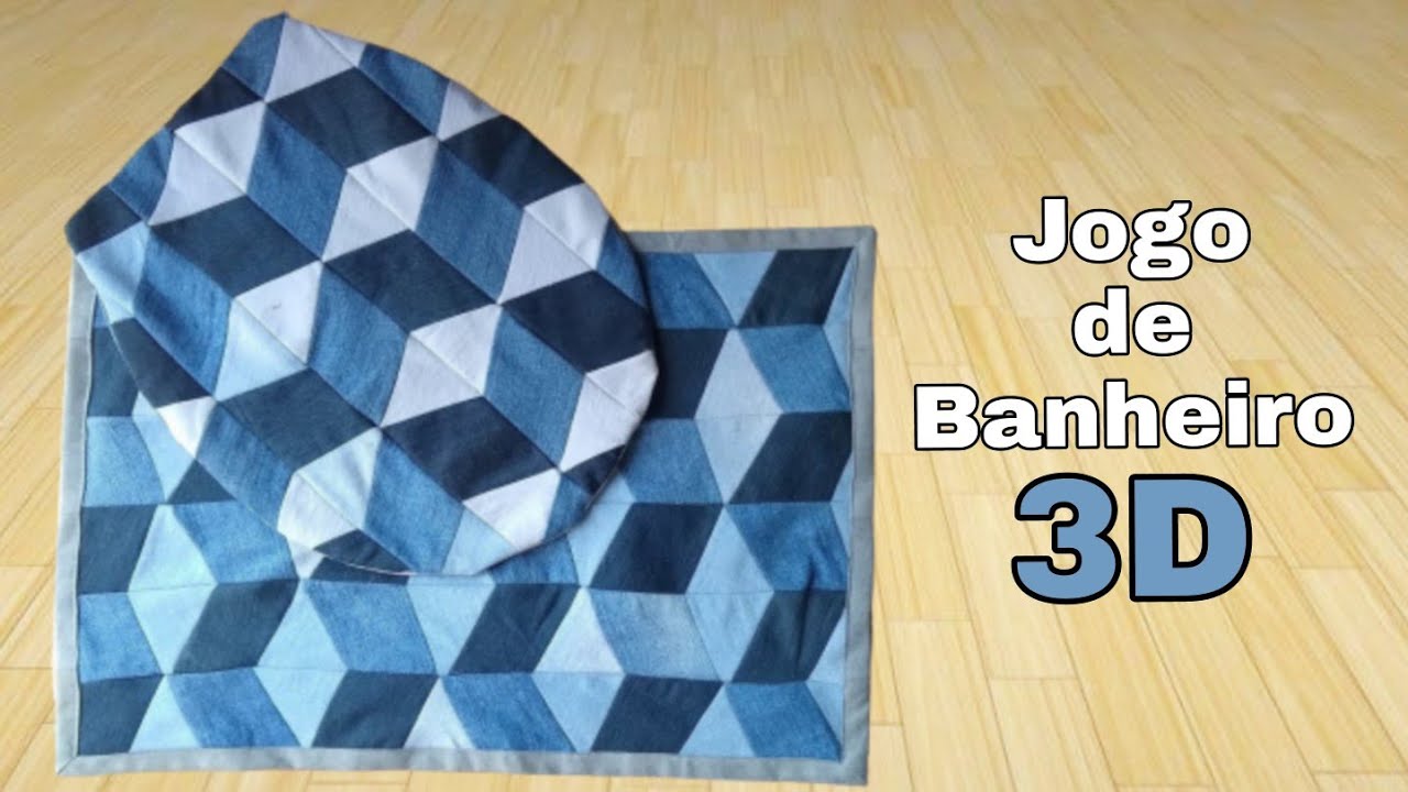 JOGO DE BANHEIRO EFEITO 3D COM JEANS USADO