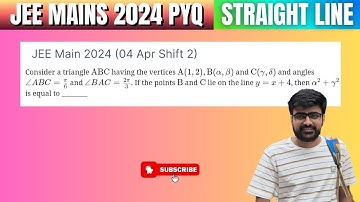 Consider a triangle ABCD having the vertices A(1,2),B(α,β) and C(γ,δ) and angles ABCD = π/6  #jee