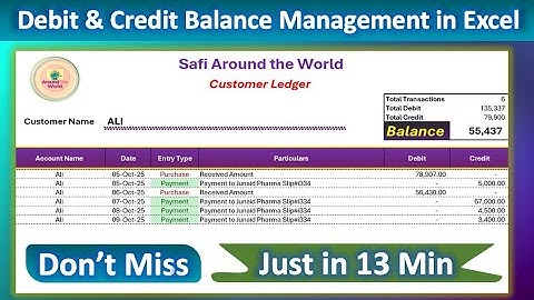 Debit credit balance sheet in excel |how to create debit credit ledger |track your finance easily