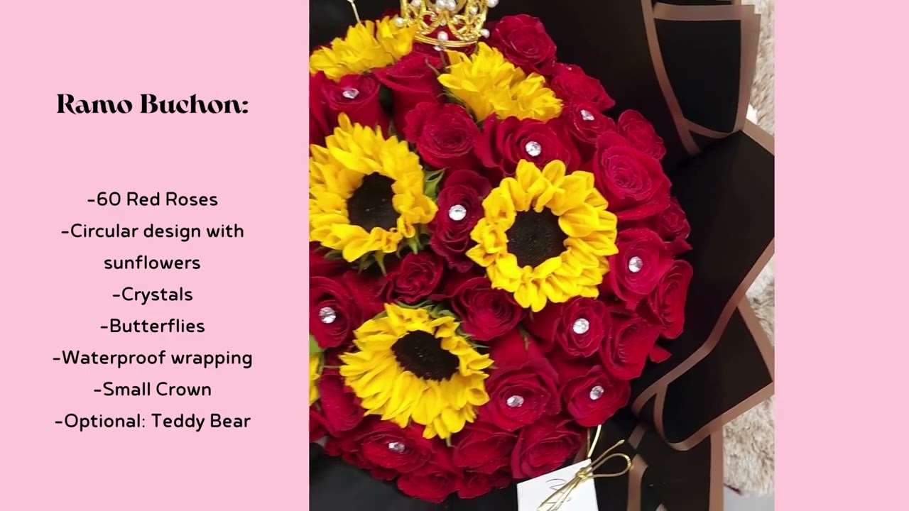 Premium Ramo buchon red with sunflowers