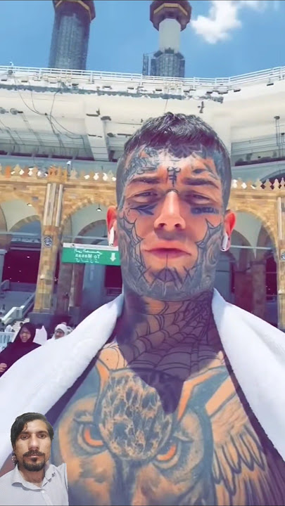 Christian Man With Huge Tattoo On Face At Kaaba After Embracing Islam #shorts #islamic #subhanallah
