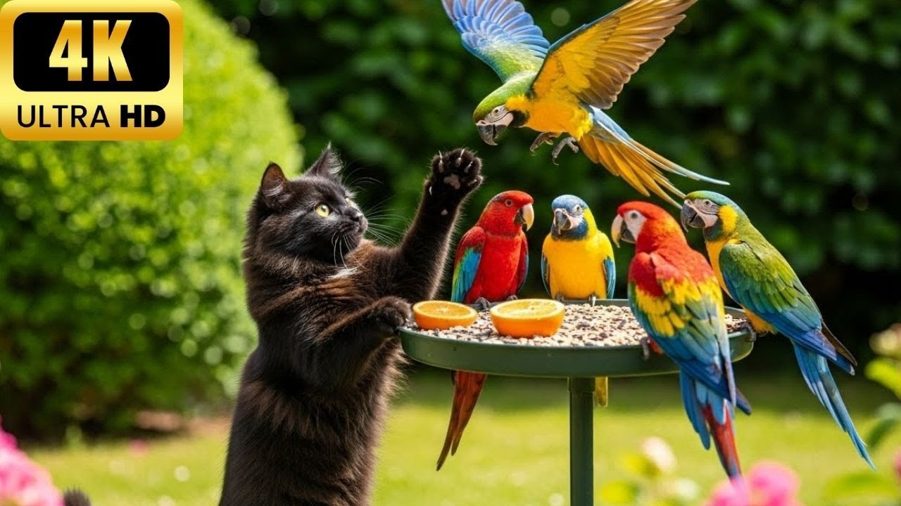 Cat TV: Peaceful Nature with Birds & Squirrels 🌿🐦🐿️ Relaxation Video for Cats in 4K