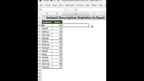 Descriptive statistic in excel