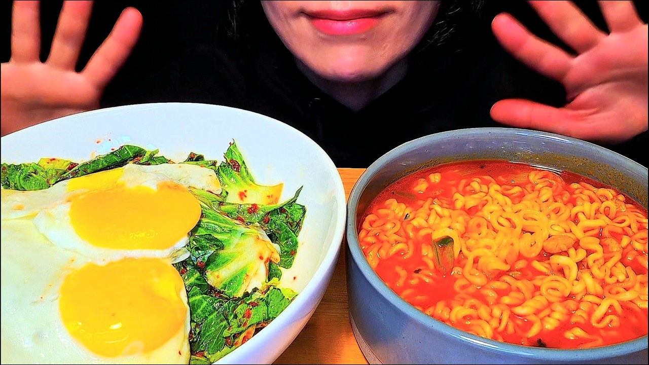 ASMR 봄동 비빔밥과 라면~~~ Mukbang!!!!!