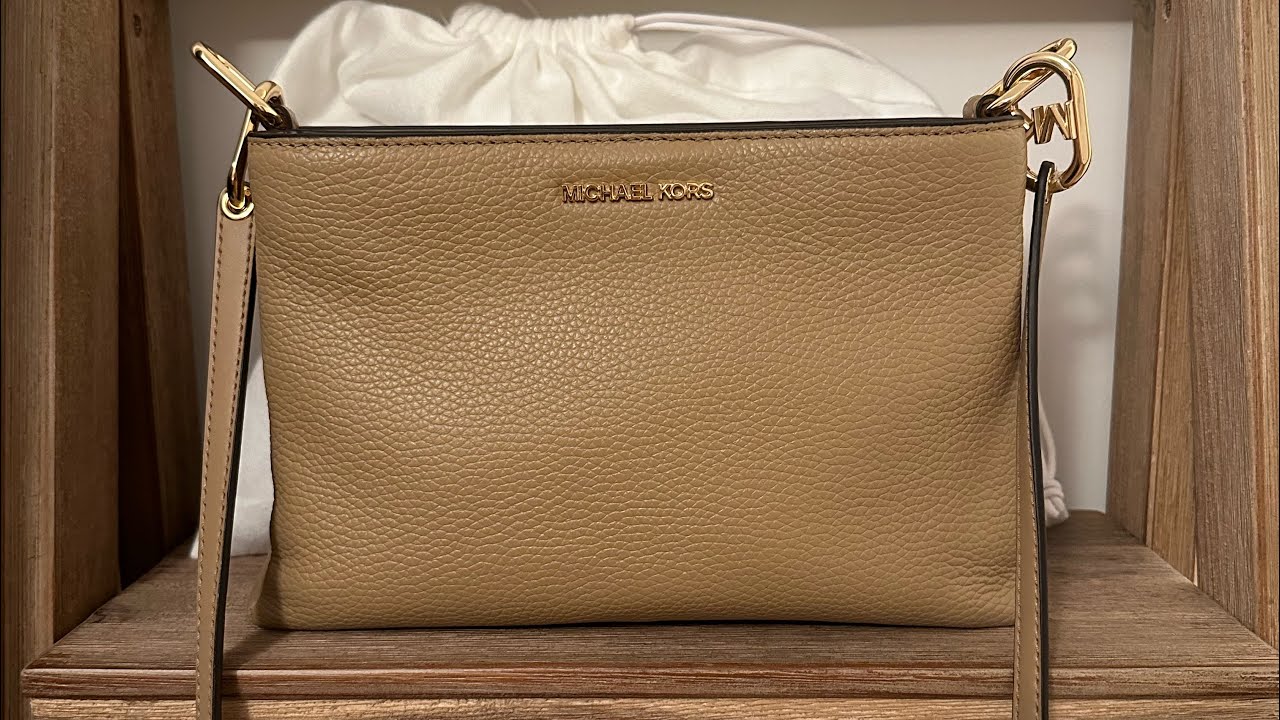 Michael Kors Maisie Medium Pebbled Leather 3-in-1 Crossbody Bag in Buff  Multi unboxing 