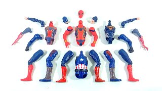 avengers superhero toys.. iron spiderman vs captain america vs superman vs spiderman.. merakit..