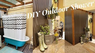 DIY OUTDOOR SHOWER - Using Gasland Propane Hot Water Heater and Claw Foot Tub
