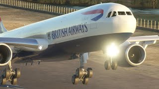 very low landing at Iqaluit Airport /// British Airways Airbus 330