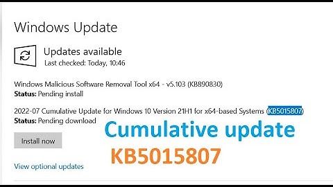 Cumulative Update for Windows 10 Version 21H1 for x64 based Systems KB5015807