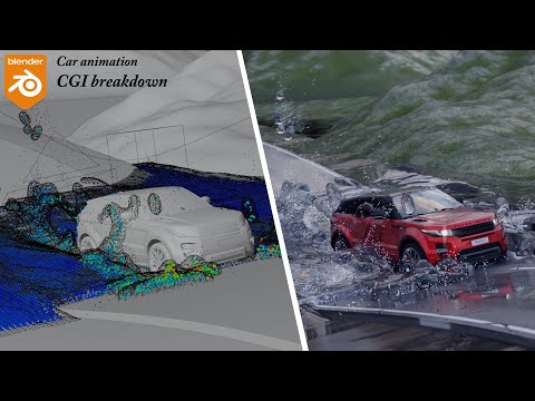 Blender Simple 3D car animation with fluid simulation CGI breakdown