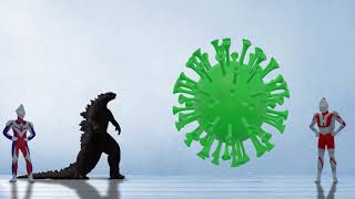 Godzilla And Ultraman Vs Coronavirus Covid-19