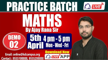 SSC/UPSI-2021 ||  PRACTICE BATCH || MATHS ||  BY AJAY RANA SIR || DEMO-02 ||