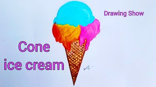 How To Draw An Ice Cream Cone Easy  || Ice Cream Drawing easy for beginners