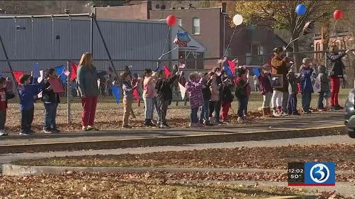 Video: Torrington elementary students honor veterans with reverse parade