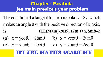 PARABOLA  | JEE MAIN 2019 |  12 JANUARY  | SHIFT 2 |  RS SIR | JEE MAIN  PREVIOUS YEAR PROBLEM