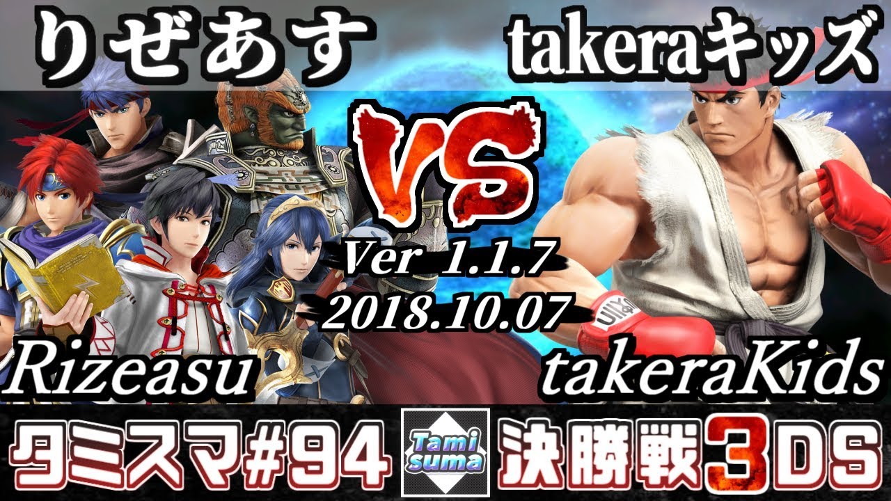 スマブラ3ds タミスマ 94 決勝戦 りぜあす ロイ ルフレ アイク ガノンドロフ ルキナ Vs Takeraキッズ リュウ オンライン大会 Youtube