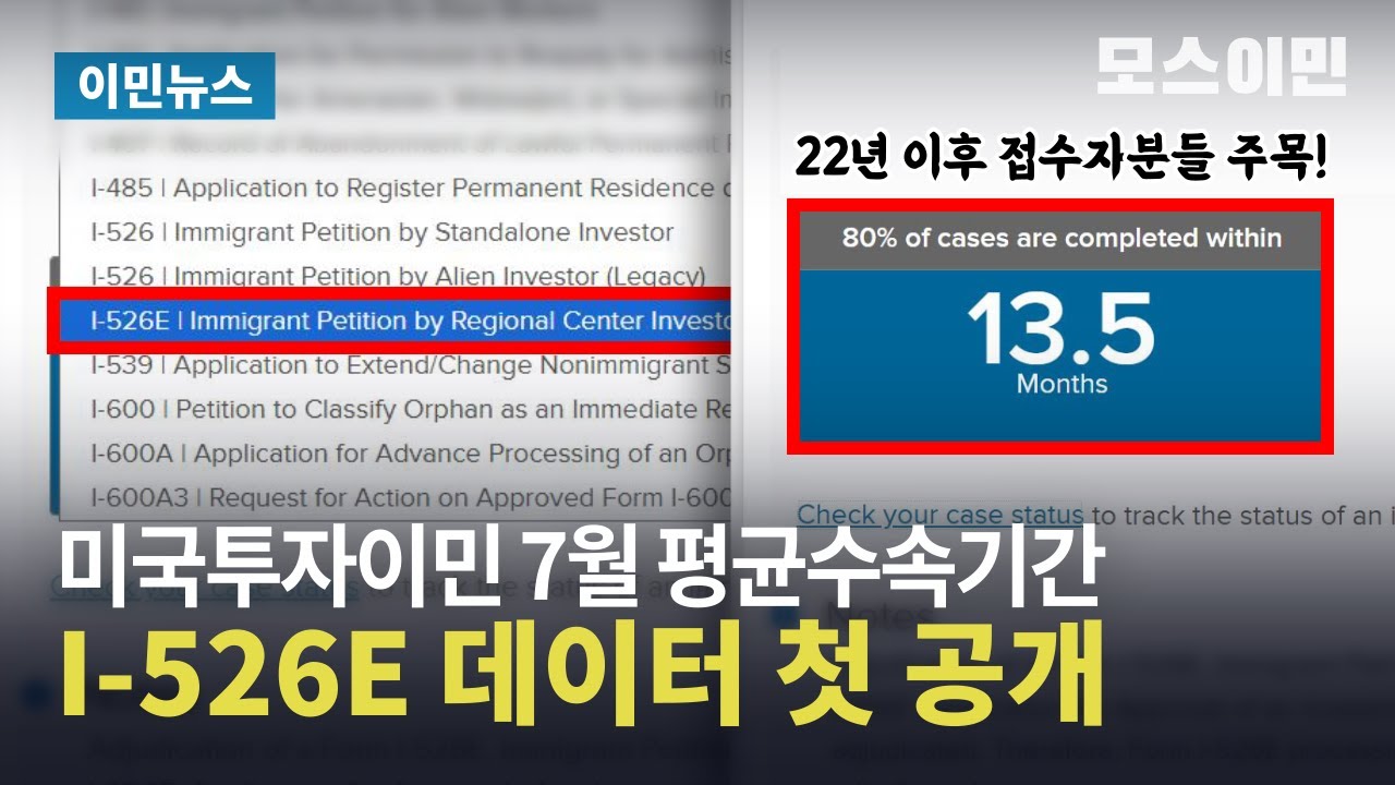 미국투자이민 I-526E 청원 속도 첫 공개..'22년 이후 접수 모두 해당' (2025년 7월호)  / 모스이민