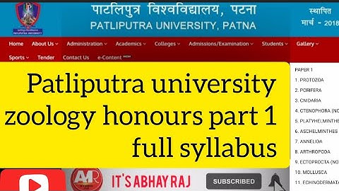 patliputra university zoology honours syllabus |zoology honours me kon kon subject hota hai | part1