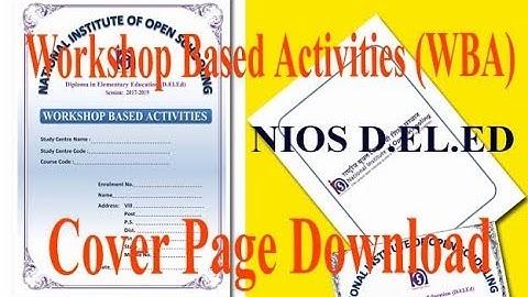 NIOS DELED 512 WORKSHOP BASED ACTIVITIES(WBA) COVER PAGE | Back Page