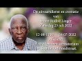 De uitvaartdienst en crematie van dhr. Stuart Rudolf Linger. Zaterdag 23 juli 2022.