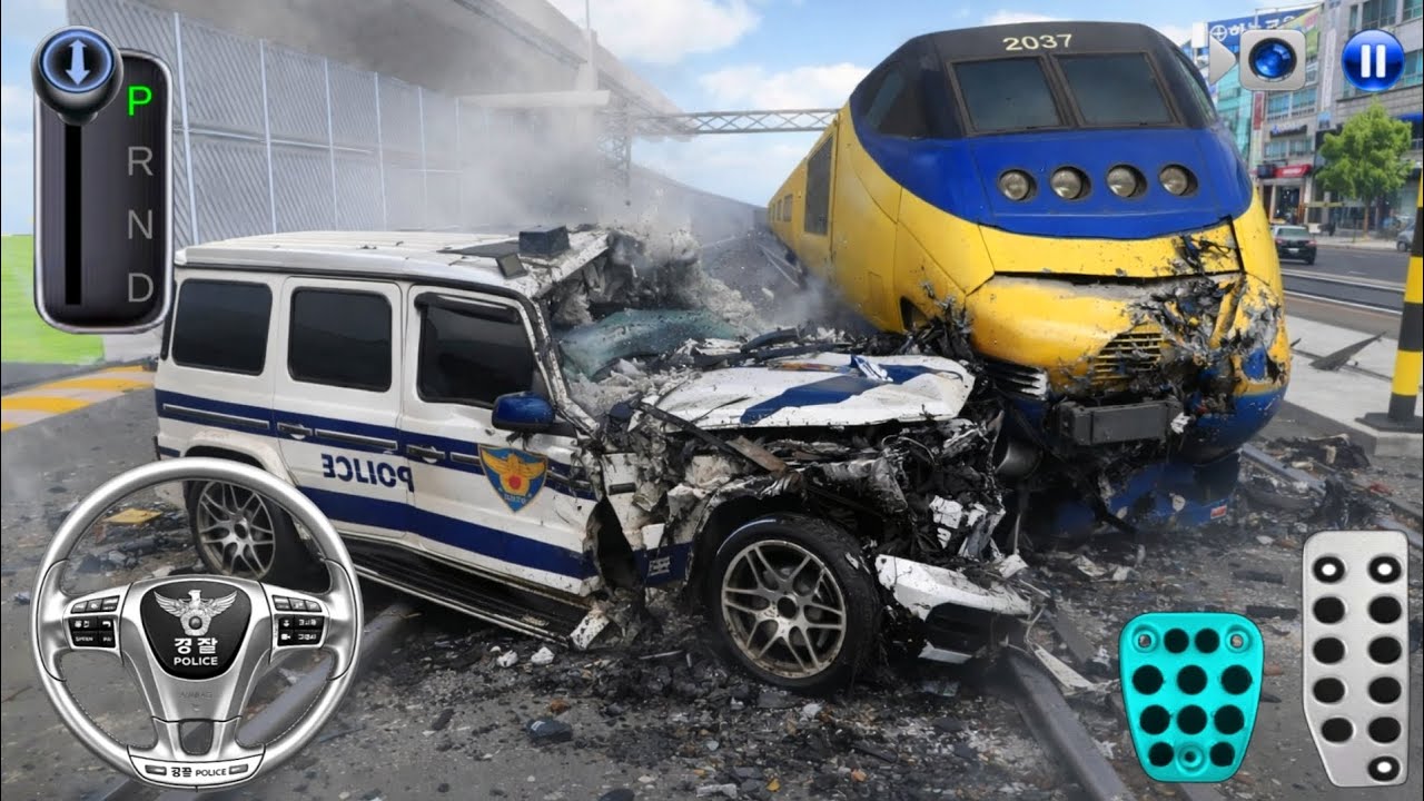 🚨 EPIC POLICE CRASH with TRAIN in 3D Driving Class | Realistic High Speed Action 🚄💥