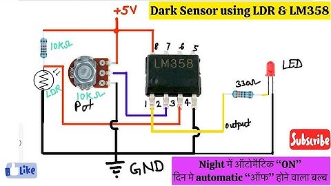 Simple Electronics circuit of automatic night lamp using LDR.