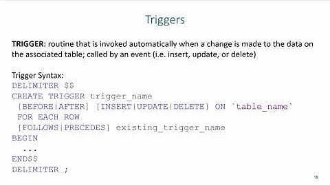 Advanced SQL: SQL/PSM Routines (Triggers)