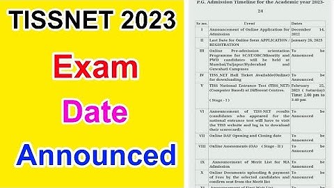 TISSNET 2023 Exam Date Announced | TISSNET Exam Date Full Details | MDE