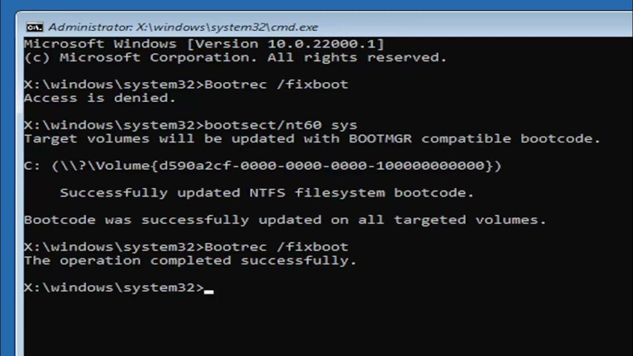 Bootrec не удается найти запрошенное системное устройство