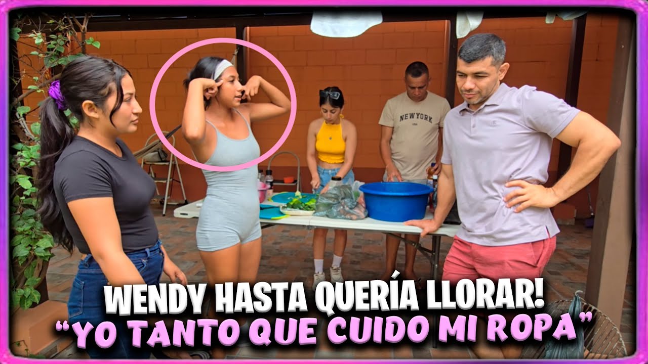 Wendy le cuenta a Camarón que Keisy le manchó la ropa. Que rica se ve la carne que vamos a asar.