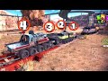 Can 4 powerful trucks stop the train  off the road otr offroad car driving game android gameplay