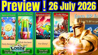 Tomorrow Reset 26 July 2026 Update Lords Mobile! Previews Monster , Packs, Events