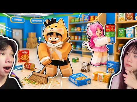 24 Giờ Làm Nhân Viên Dọn Dẹp Siêu Thị Cùng Bạn Gái 😤 Ngáo Và Kemy Clean The Superstore Roblox 🏪