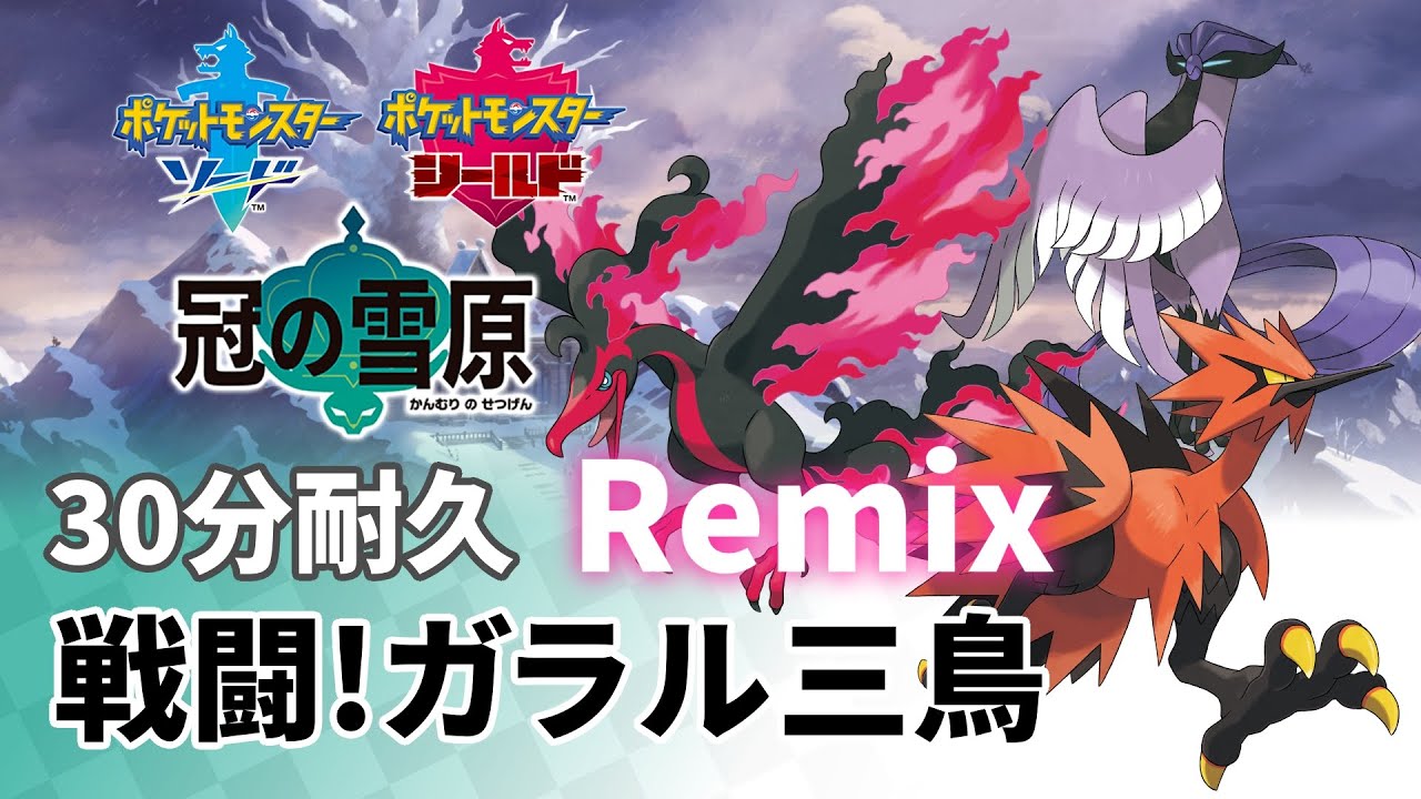 Remix】戦闘!ガラル三鳥 30分耐久【ポケモンソードシールド冠の雪原