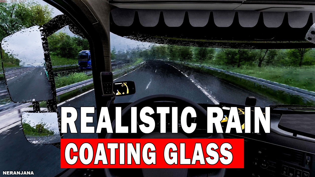 ETS2 1.58 Mod | Realistic Rain with Coating Glass V1.2 | Euro Truck Simulator 2 Mods