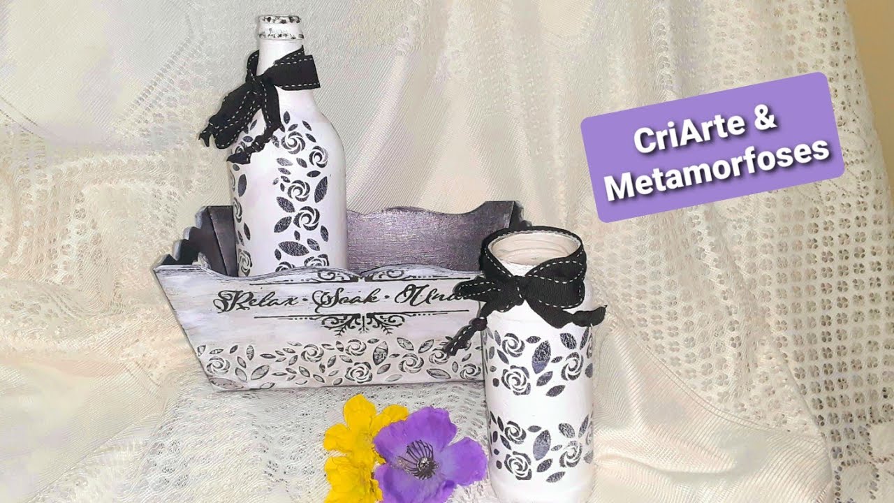 FLOREIRA ROSINHAS VINTAGES - Passo a passo  #diy #patina #criarte #vintage #mdf #stencil #cesta