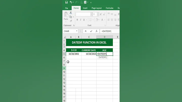 DATEDIF Formula in excel | Excel function #shorts #Excel