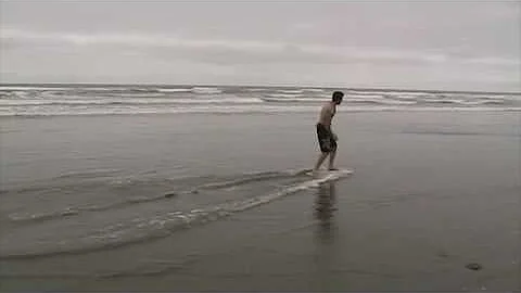 Skimboarding at Del Rey Beach in Gearhart OR