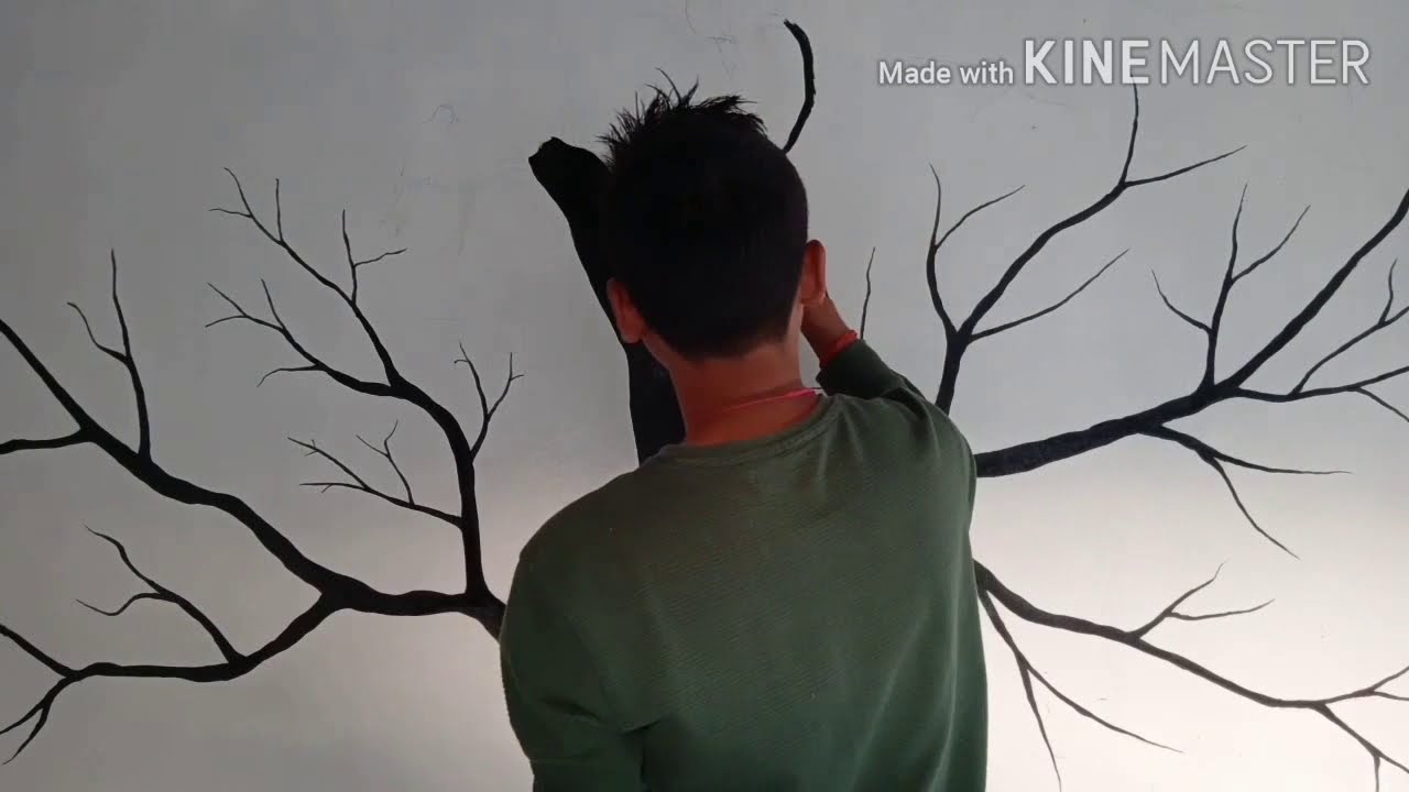 Tree wall painting on balcony wall