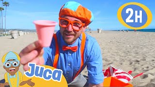 Aprendendo cores e números na praia 🐚🪼 Juca e Blippi BRASIL! | Vídeos Educativos para Crianças