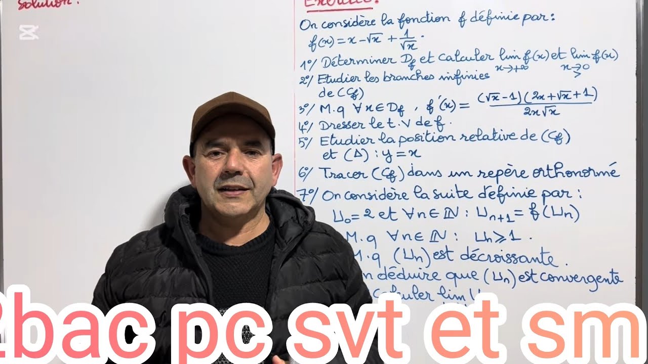 Exercice corrigé 2bac pc svt et smétude des fonctions et la suite récurrente définie par la fct 