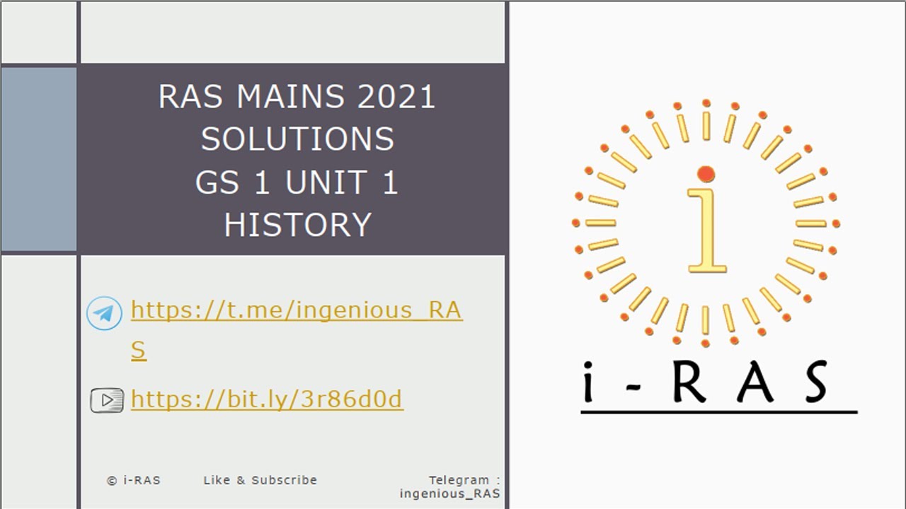RAS MAINS 2021 ENGLISH MEDIUM PREVIOUS YEAR QUESTIONS SOLVED GS PAPER 1 UNIT 1 HISTORY i- RAS