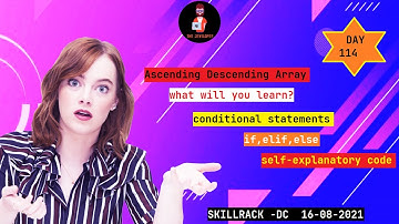 Ascending Descending Array SKIDMARK DC 16 08 2021 #srinivasthedeveloper #day114