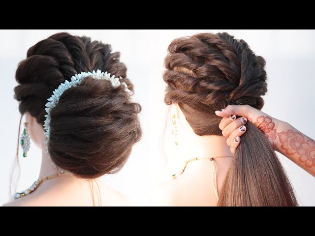 traditional bun hairstyle for saree with gajra - YouTube