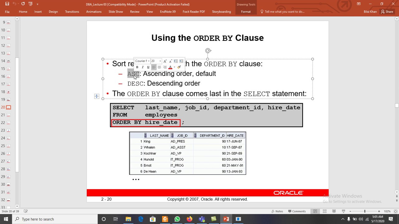 ORDER BY Clause in SQL - YouTube